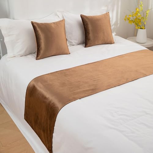 QRGMKL Neue Bettläufer Tagesdecke einfarbige Bettschals Moderne einfache Bettwäsche Beschützer Mode Bettwäsche Dekor für Schlafzimmer Hotel Hochzeitszimmer-Coffee||2 Pillowcases(45X45cm) von QRGMKL