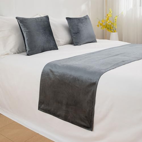 QRGMKL Neue Bettläufer Tagesdecke einfarbige Bettschals Moderne einfache Bettwäsche Beschützer Mode Bettwäsche Dekor für Schlafzimmer Hotel Hochzeitszimmer-Dark Gray||240X45cm for 1.8m Bed von QRGMKL