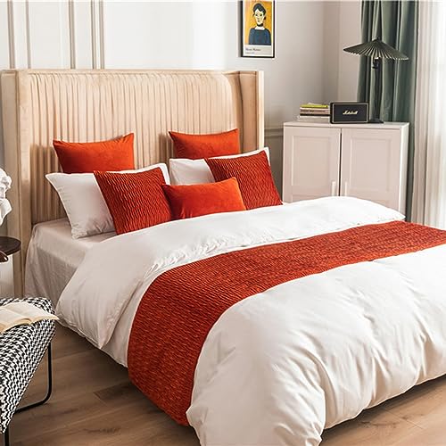QRGMKL Neue Luxus-Tagesdecke Bettläufer Nordeuropa Bettschal Weicher einfarbiger Schlafzimmer Hotel Bettwäscheschutz - beidseitig erhältlich-Red||2 Pillowcases(45X45cm) von QRGMKL