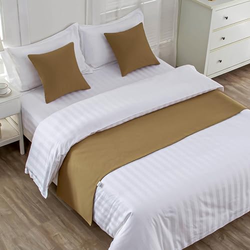 QRGMKL Premium-Bettläufer für das Fußende des Bettes, einfarbiger Bettschal Baumwolle Bettwäsche Tagesdecke Heimdekoration Hotel Schlafzimmer Bettwäscheschutz-Light Coffee||260X50cm for 2m Bed von QRGMKL