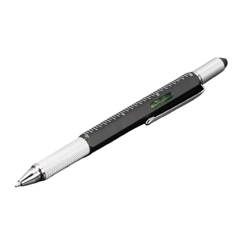 7 in 1 Multifunktions-Kugelschreiber mit Handwerkzeug Messtechnik Lineal Schraubendreher Touchscreen Stylus Wasserwaage(Black) von QRNHPJLJK
