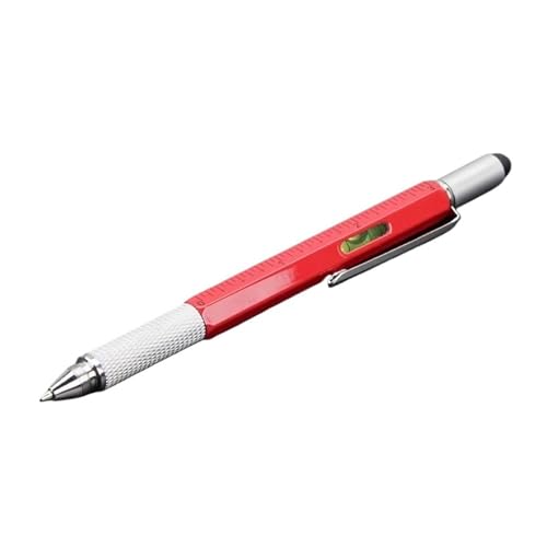 7 in 1 Multifunktions-Kugelschreiber mit Handwerkzeug Messtechnik Lineal Schraubendreher Touchscreen Stylus Wasserwaage(Red) von QRNHPJLJK