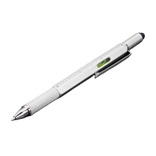 7 in 1 Multifunktions-Kugelschreiber mit Handwerkzeug Messtechnik Lineal Schraubendreher Touchscreen Stylus Wasserwaage(Silvery) von QRNHPJLJK