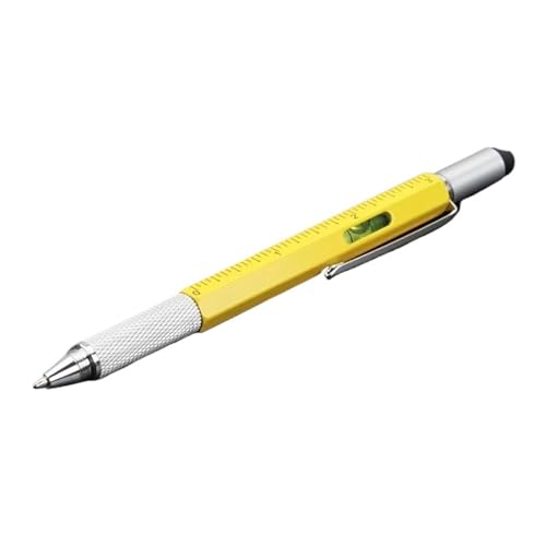 7 in 1 Multifunktions-Kugelschreiber mit Handwerkzeug Messtechnik Lineal Schraubendreher Touchscreen Stylus Wasserwaage(Yellow) von QRNHPJLJK
