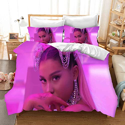 QROXY Ariana Grande Bettbezug Bettwäsche Set,100% Mikrofaser, Bettwäsche-Set Mikrofaser Weiche Mit Reißverschluss Bettbezug Und Kissenbezüge Für Teens Adult (5,Single 135×200CM) von QROXY