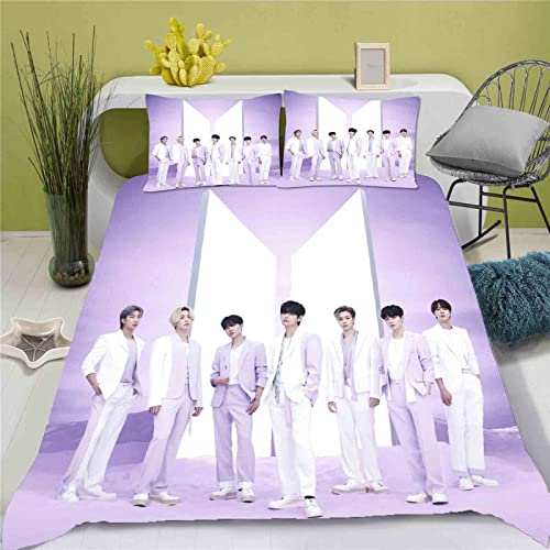QROXY BTS Bangtan Boys Bettwäsche-Set,Kinderbettwäsche 3D-Digitaldruck Polyester,Allgemein Für Erwachsene Und Kinder (11,Single 135×200CM) von QROXY
