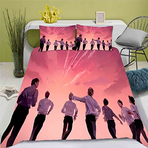 QROXY BTS Bangtan Boys Bettwäsche-Set,Kinderbettwäsche 3D-Digitaldruck Polyester,Allgemein Für Erwachsene Und Kinder (14,Single 135×200CM) von QROXY