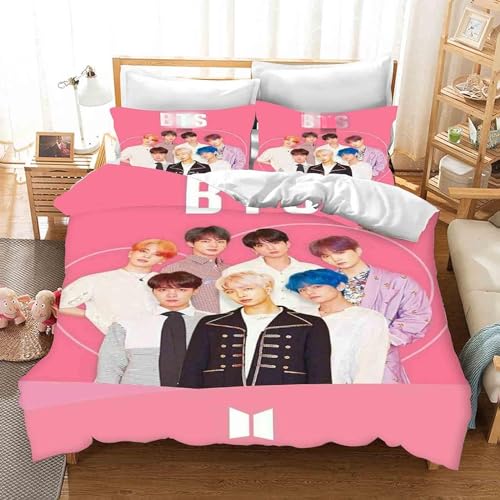 QROXY BTS Bangtan Boys Bettwäsche-Sets Mit Kissenbezügen,3D Bettwäsche 100% Mikrofaser,Dick Und Weich,Geeignet Für Jungen Und Mädchen (11,Single 135×200CM) von QROXY