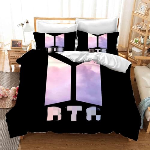 QROXY BTS Bangtan Boys Bettwäsche-Sets Mit Kissenbezügen,3D Bettwäsche 100% Mikrofaser,Dick Und Weich,Geeignet Für Jungen Und Mädchen (14,Single 135×200CM) von QROXY
