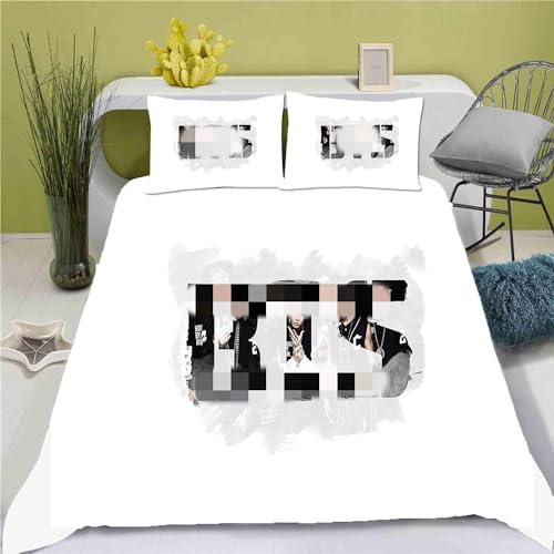 QROXY BTS Bangtan Boys Bettwäsche-Sets Mit Kissenbezügen,3D Bettwäsche 100% Mikrofaser,Dick Und Weich,Geeignet Für Jungen Und Mädchen (6,Single 135×200CM) von QROXY