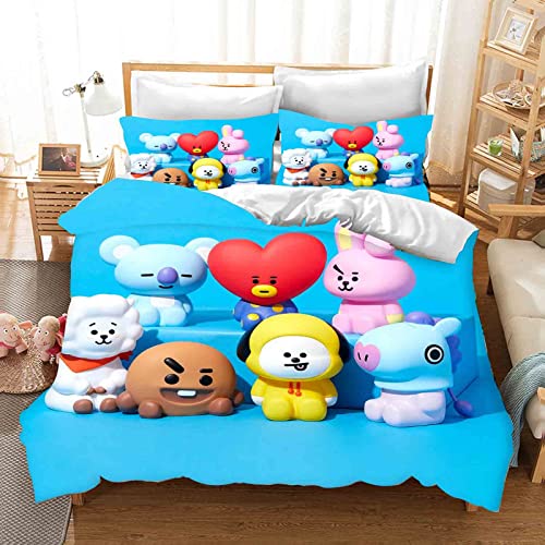 QROXY BTS Bangtan Boys Bettwäsche-Sets Mit Kissenbezügen,3D Bettwäsche 100% Mikrofaser,Dick Und Weich,Geeignet Für Jungen Und Mädchen (9,Single 135×200CM) von QROXY
