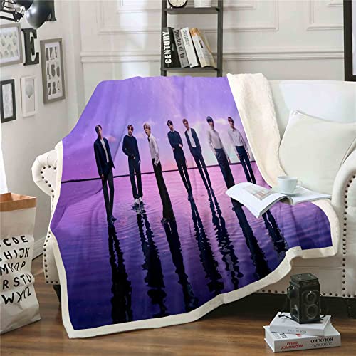 QROXY BTS Bangtan Boys Decken Fleecedecken for Erwachsene Kinder, 100% Mikrofaser,Weich Und Warm,für Schlafsofa Und Sofa (1,130x150cm) von QROXY