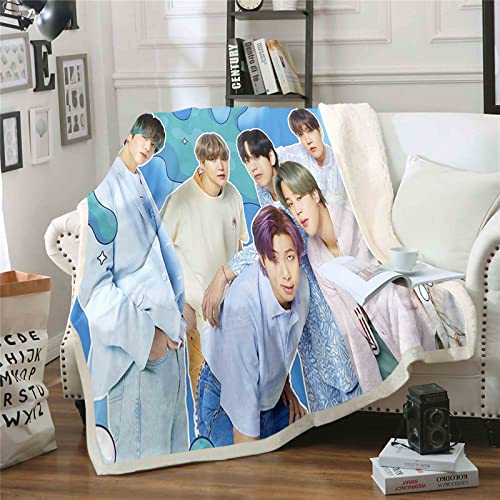 QROXY BTS Bangtan Boys Decken Fleecedecken for Erwachsene Kinder, 100% Mikrofaser,Weich Und Warm,für Schlafsofa Und Sofa (12,150x200cm) von QROXY