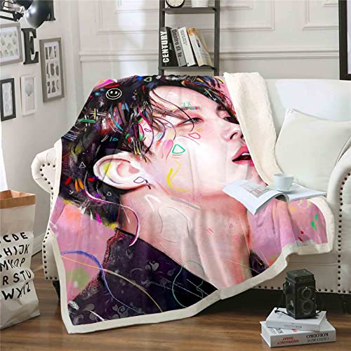QROXY BTS Bangtan Boys Decken Fleecedecken for Erwachsene Kinder, 100% Mikrofaser,Weich Und Warm,für Schlafsofa Und Sofa (13,130x150cm) von QROXY