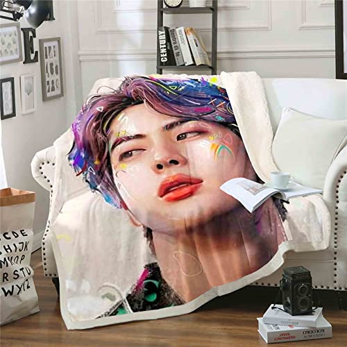 QROXY BTS Bangtan Boys Decken Fleecedecken for Erwachsene Kinder, 100% Mikrofaser,Weich Und Warm,für Schlafsofa Und Sofa (14,150x200cm) von QROXY