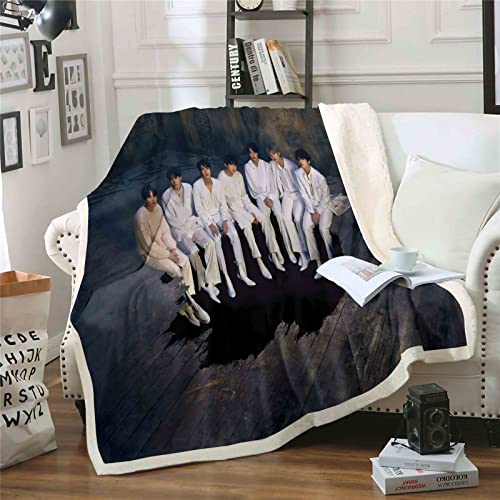 QROXY BTS Bangtan Boys Decken Fleecedecken for Erwachsene Kinder, 100% Mikrofaser,Weich Und Warm,für Schlafsofa Und Sofa (15,130x150cm) von QROXY