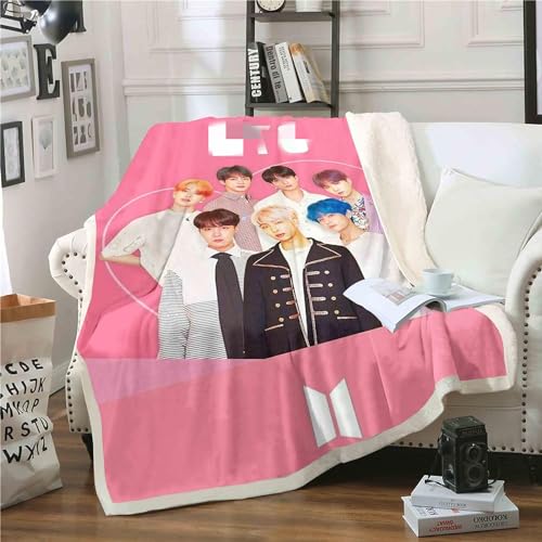 QROXY BTS Bangtan Boys Decken Fleecedecken for Erwachsene Kinder, 100% Mikrofaser,Weich Und Warm,für Schlafsofa Und Sofa (16,150x200cm) von QROXY