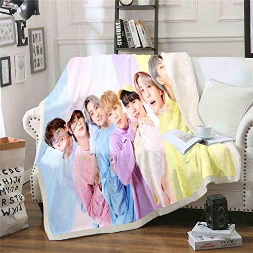 QROXY BTS Bangtan Boys Decken Fleecedecken for Erwachsene Kinder, 100% Mikrofaser,Weich Und Warm,für Schlafsofa Und Sofa (17,130x150cm) von QROXY