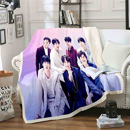 QROXY BTS Bangtan Boys Decken Fleecedecken for Erwachsene Kinder, 100% Mikrofaser,Weich Und Warm,für Schlafsofa Und Sofa (3,150x200cm) von QROXY