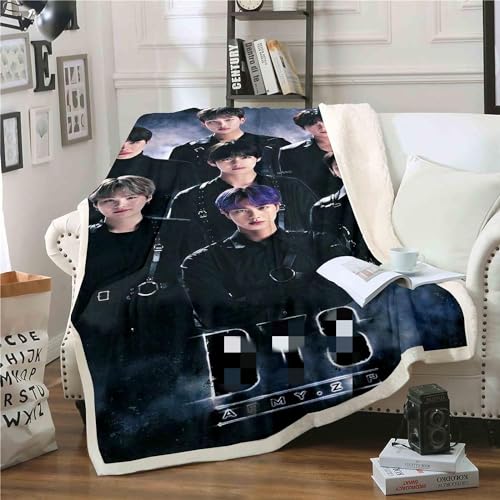 QROXY BTS Bangtan Boys Decken Fleecedecken for Erwachsene Kinder, 100% Mikrofaser,Weich Und Warm,für Schlafsofa Und Sofa (4,130x150cm) von QROXY