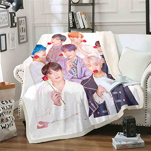 QROXY BTS Bangtan Boys Decken Fleecedecken for Erwachsene Kinder, 100% Mikrofaser,Weich Und Warm,für Schlafsofa Und Sofa (5,150x200cm) von QROXY