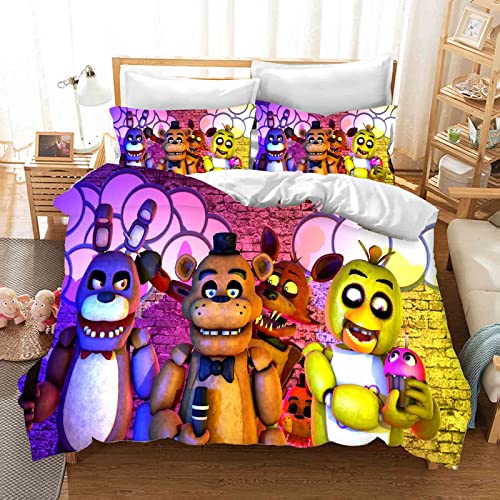 QROXY Five Nights at Freddy's Bettwäsche-Set,Kinderbettwäsche 3D-Digitaldruck Polyester,Allgemein Für Erwachsene Und Kinder (10,Single 135×200CM) von QROXY