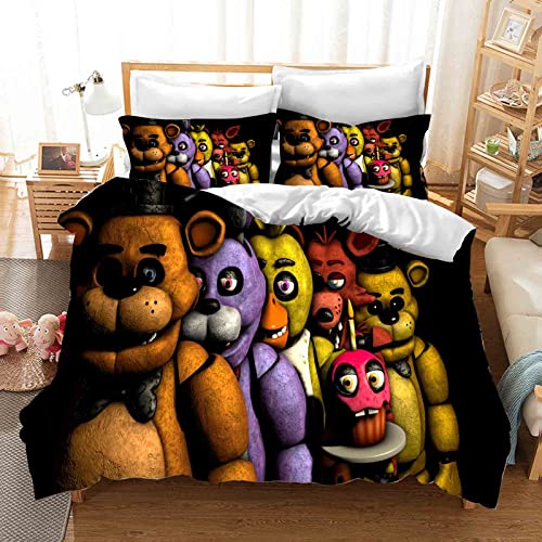 QROXY Five Nights at Freddy's Bettwäsche-Set,Kinderbettwäsche 3D-Digitaldruck Polyester,Allgemein Für Erwachsene Und Kinder (11,Single 135×200CM) von QROXY