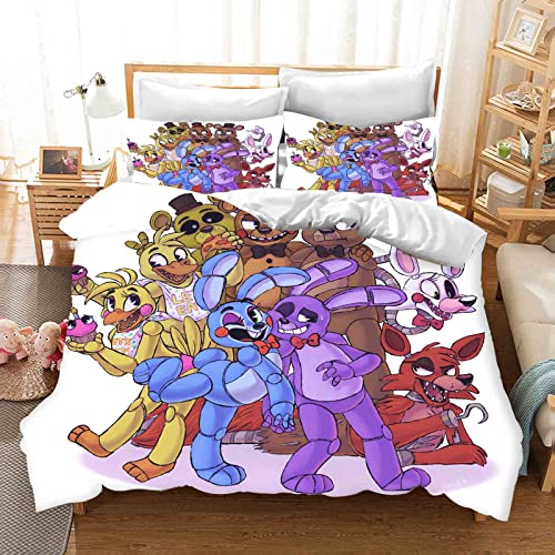 QROXY Five Nights at Freddy's Bettwäsche-Set,Kinderbettwäsche 3D-Digitaldruck Polyester,Allgemein Für Erwachsene Und Kinder (7,Single 135×200CM) von QROXY