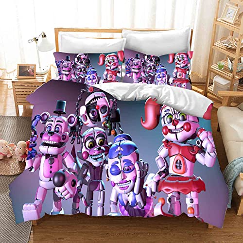 QROXY Five Nights at Freddy's Bettwäsche-Set,Kinderbettwäsche 3D-Digitaldruck Polyester,Allgemein Für Erwachsene Und Kinder (9,Single 135×200CM) von QROXY