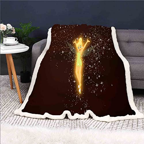 QROXY Tinkerbell Elf Decke,fleecedecken, Kuscheldecke Dünne Decken Für Sofa,ultraweich Und Warm - Mikrofaser 3D-Druck,für Erwachsene Und Kinder (10,130x150cm) von QROXY