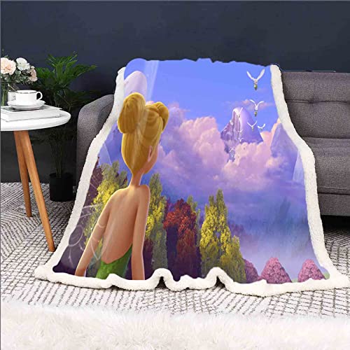 QROXY Tinkerbell Elf Decke,fleecedecken, Kuscheldecke Dünne Decken Für Sofa,ultraweich Und Warm - Mikrofaser 3D-Druck,für Erwachsene Und Kinder (13,100 x 140 cm) von QROXY