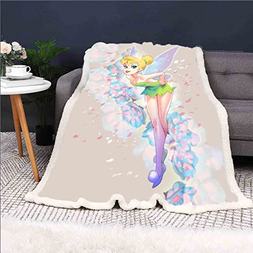 QROXY Tinkerbell Elf Decke,fleecedecken, Kuscheldecke Dünne Decken Für Sofa,ultraweich Und Warm - Mikrofaser 3D-Druck,für Erwachsene Und Kinder (8,150x200cm) von QROXY