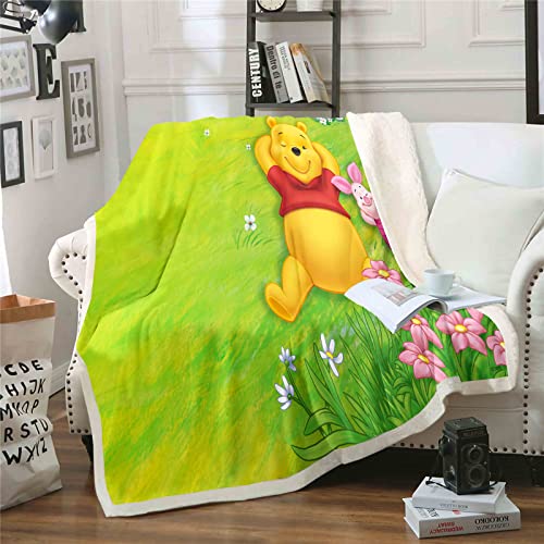 QROXY Winnie The Pooh Decken Fleecedecken for Erwachsene Kinder, 100% Mikrofaser,Weich Und Warm,für Schlafsofa Und Sofa (13,130x150cm) von QROXY