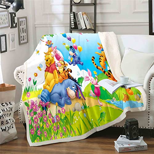 QROXY Winnie The Pooh Decken Fleecedecken for Erwachsene Kinder, 100% Mikrofaser,Weich Und Warm,für Schlafsofa Und Sofa (9,100 x 140 cm) von QROXY