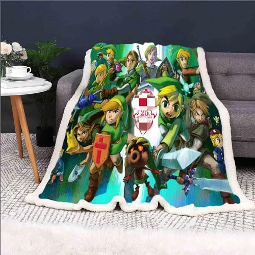 QROXY Zelda Decke,fleecedecken, Kuscheldecke Dünne Decken Für Sofa,ultraweich Und Warm - Mikrofaser 3D-Druck,für Erwachsene Und Kinder (11,100 x 140 cm) von QROXY