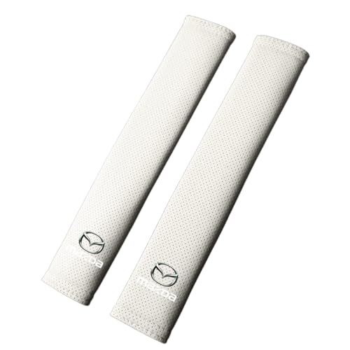 QRSWEWPA Premium Wildleder Autogurtpolster für Mazda 3 2020-2023,12,2 Zoll Groß - Weich & Atmungsaktiv für Komplettschutz | Auto Innenzubehör,2 pcs-White von QRSWEWPA