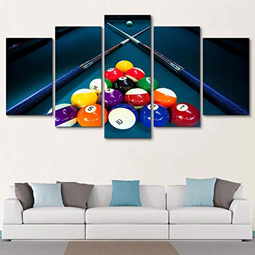 QRTQ Leinwanddrucke 5 Panel 200x100 cm Sportfarben-Billard Wandkunst Leinwand Decor Malerei Kunst Malerei Bild der Wanddekoration für Wohnzimmerkorridorschlafzimmer(Kein Rahmen) von QRTQ