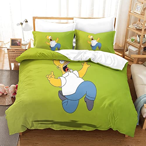 QRWEW Bettwäsche Single（135x200cm） 3D Simpson Druck Bettbezug Mit Kissenbezug Bequem Hypoallergenic Modisch Bettwäsche Set Mikrofaser,für Jugendliche Kind Junge Mädchen von QRWEW