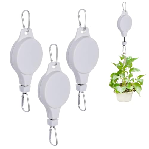 QRZLP Ausziehbarer Pflanzenaufhänger, robuste Pflanzenhaken-Riemenscheibe mit Metallhaken, verstellbare Pflanzenrolle, Aufhänger für Gartenkörbe, Blumentöpfe, Vögel, Futterspender, Weiß, 3 Stück QRZLP Ausziehbarer Pflanzenaufhänger, robuste Pflanzenhaken-Riemenscheibe mit Metallhaken, verstellbare Pflanzenrolle, Aufhänger für Gartenkörbe, Blumentöpfe, Vögel, Futterspender, Weiß, 3 Stück von QRZLP