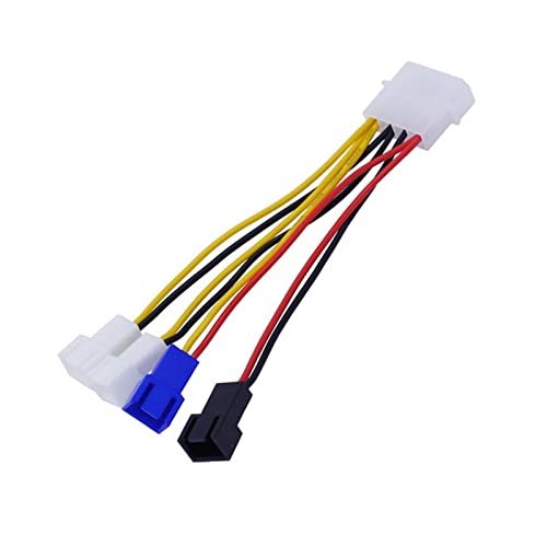 QSBVSO 1 stücke 4-polige molex bis 3-poliger Lüfterleistungskabeladapter Anschluss 12V * 2 / 5V * 2 Computerkühlung Lüfterkabel Compatible with CPU-PC Fallfächer von QSBVSO