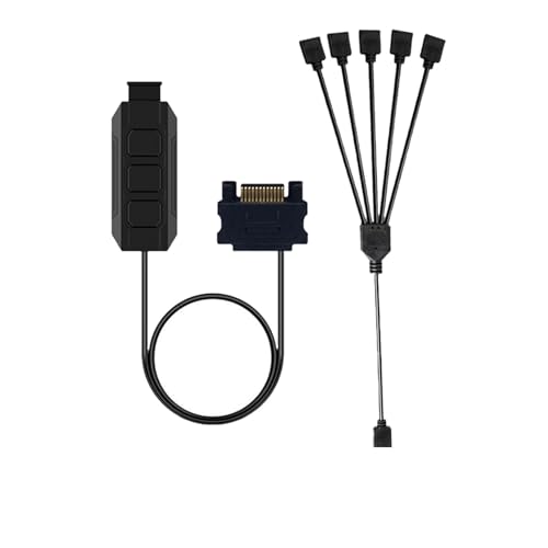 QSBVSO SATA 12V 4. Stift RGB 5V 3- Stift Argb Aura 3. Taste Controller W / 2 3 4 5 Splitter-Hub-Adapterkabel Compatible with RGB Bandbeleuchtungsventilatorkühler(5V 3Pin-30CM,1x5 Controller) von QSBVSO