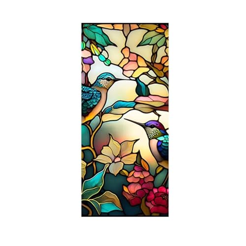 Buntglas-Fensterfolie Im Retro-Stil Mit Bunten Blumen, Nicht Klebende Fensterfolie, Dekorativ, Statisch Haftend Buntglas-Fensterfolie Im Retro-Stil Mit Bunten Blumen, Nicht Klebende Fensterfolie, Dekorativ, Statisch Haftend von QSCTYG