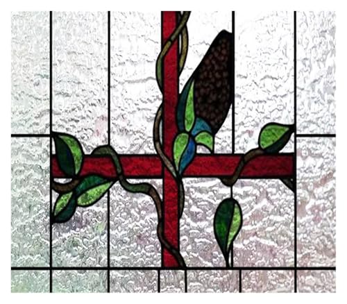 Matte 3D-Fensterfolie, Buntglas, dekorativer UV-Fensteraufkleber, Sichtschutz, mattierte statische Haftung, Heimaufkleber(16,40X28cm) von QSCTYG