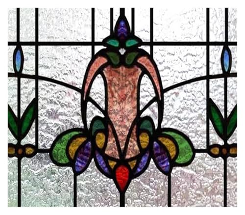 Matte 3D-Fensterfolie, Buntglas, dekorativer UV-Fensteraufkleber, Sichtschutz, mattierte statische Haftung, Heimaufkleber(18,40X28cm) von QSCTYG