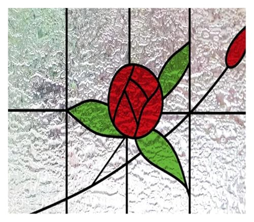 Matte 3D-Fensterfolie, Buntglas, dekorativer UV-Fensteraufkleber, Sichtschutz, mattierte statische Haftung, Heimaufkleber(19,40X28cm) von QSCTYG