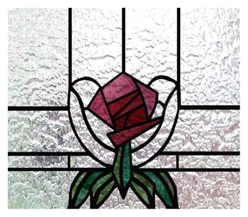 Matte 3D-Fensterfolie, Buntglas, dekorativer UV-Fensteraufkleber, Sichtschutz, mattierte statische Haftung, Heimaufkleber(24,58X38cm) von QSCTYG