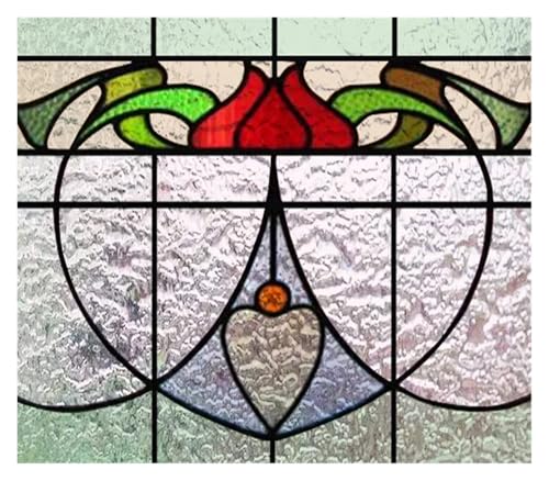 Matte 3D-Fensterfolie, Buntglas, dekorativer UV-Fensteraufkleber, Sichtschutz, mattierte statische Haftung, Heimaufkleber(27,40X28cm) von QSCTYG