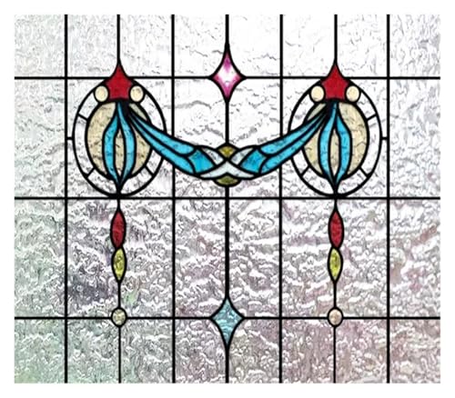 Matte 3D-Fensterfolie, Buntglas, dekorativer UV-Fensteraufkleber, Sichtschutz, mattierte statische Haftung, Heimaufkleber(Color-05,58X38cm) von QSCTYG