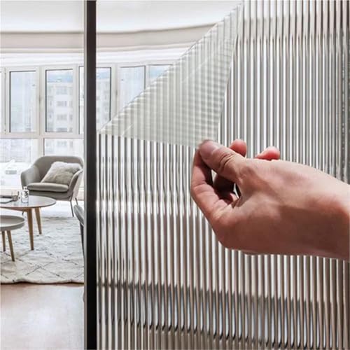 Schilfrohr-Glasfenster-Sichtschutzfolie, mattiertes Fenster, Vinyl, 3D-dekorative Fensteraufkleber, Nicht klebend, for Badezimmer und Wohnzimmer(115x500cm) von QSCTYG