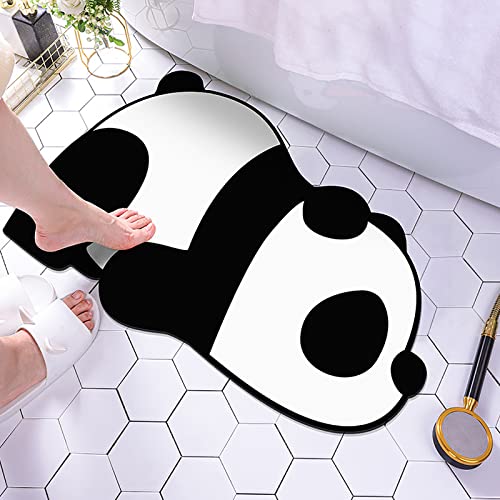 QSDGFH Rutschfeste Badematte mit Panda-Design, schnelltrocknend, saugfähig, für Badezimmer, Fußpolster mit Gummisohle, 40 x 60 cm, Schwarz Weiß Panda 1 von QSDGFH